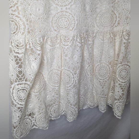 Ella Moss Cream Floral Embroidered Tank Babydoll Dress Size Medium - Picture 3 of 14